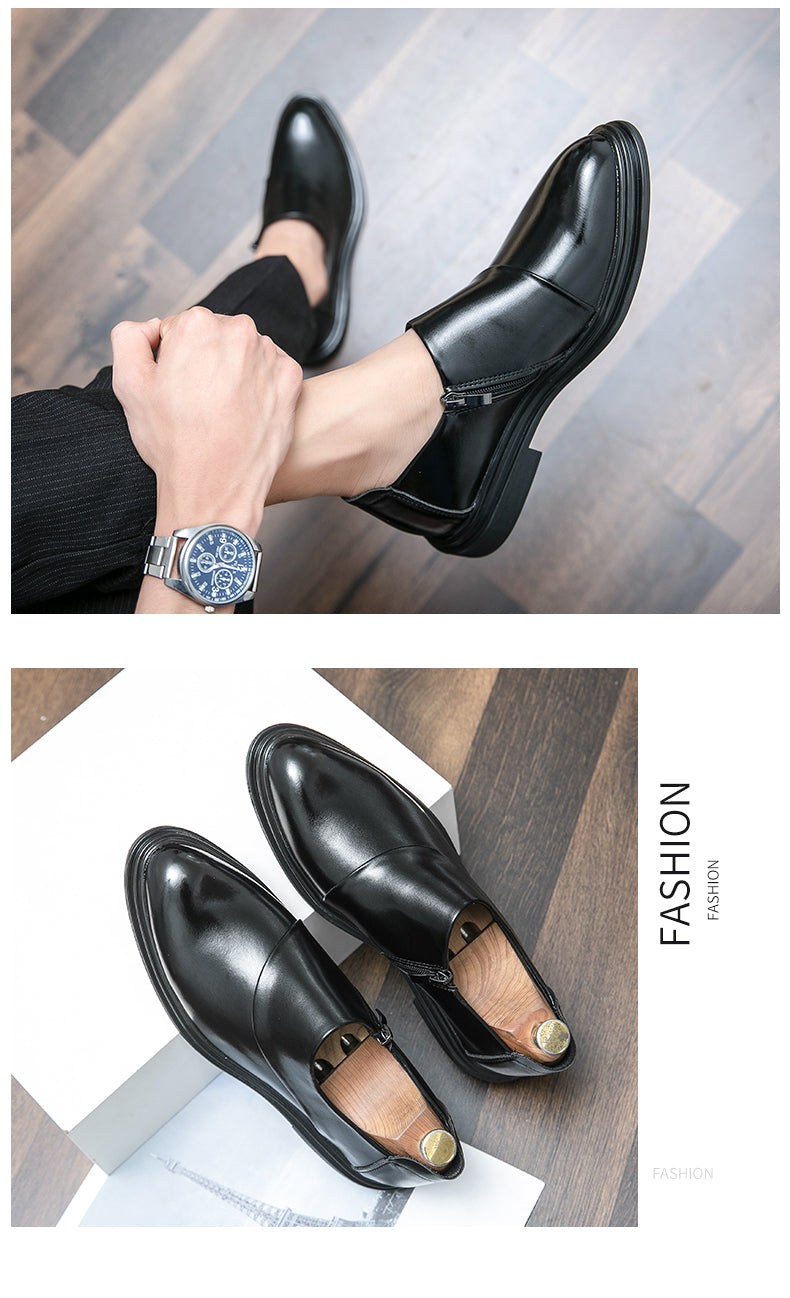 Herren Business-Loafer mit spitzer Zehenpartie und Reißverschluss, edel, gutaussehend, formelle Abendschuhe | 7823