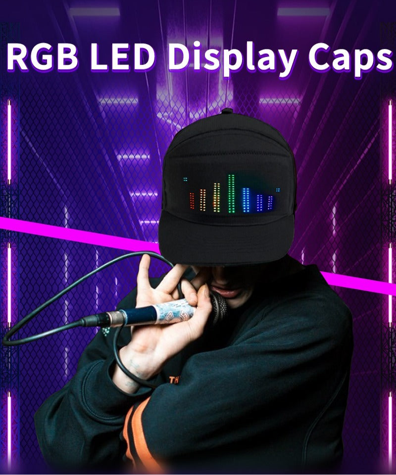App-gesteuerte LED-Kappe Bluetooth Vollfarbdisplay Nachricht Wiederaufladbarer Hut Cooles Partykostüm | HMZ-005