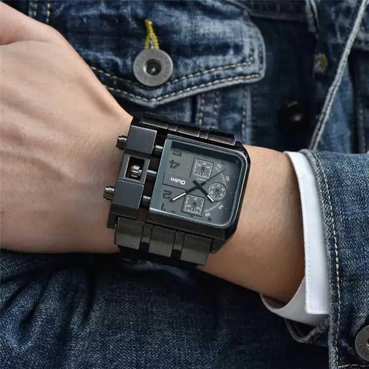 Herrenarmbanduhr Militär Armee Quadratisch Großes Zifferblatt Uhr Sport Lederarmband Quarzuhr | 3364