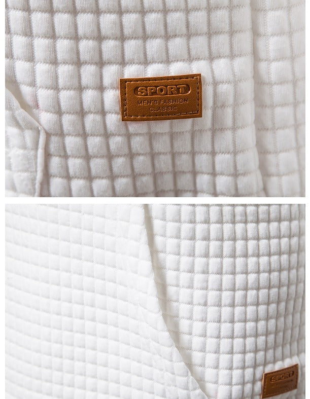 Lässiger Pullover mit Kapuze, Sweatshirt, Waffelmuster, einfarbig, Hoodies | W02