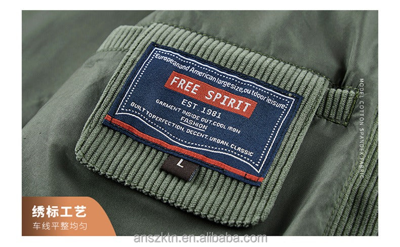 Herrenjacke Slim-Fit Mantel Cord Mode Lässige Bomberjacken für Männer | XX-1807