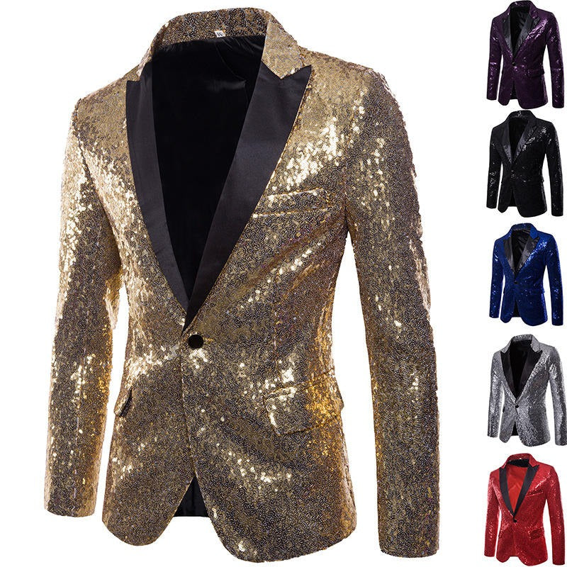 Herren Performance Blazer Pailletten Anzugjacke Fit Hochzeitsmantel | X36-X20