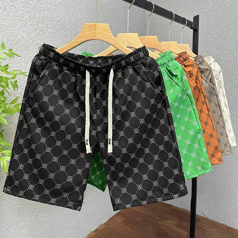 Herren Polyester Casual Shorts mit Taschen Sommer Strand Bedruckte Shorts | Hk081