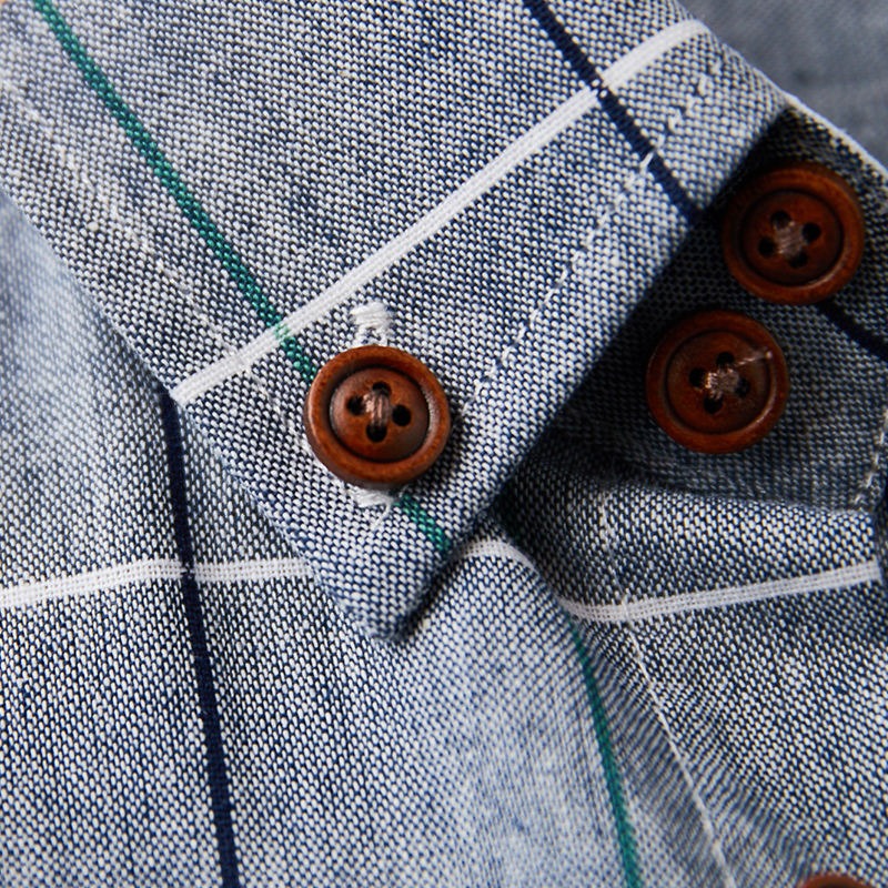 Herrenhemd aus 100 % Baumwolle, langärmelig, kariert, Slim Fit, Button-Down-Hemd | 228-CS27