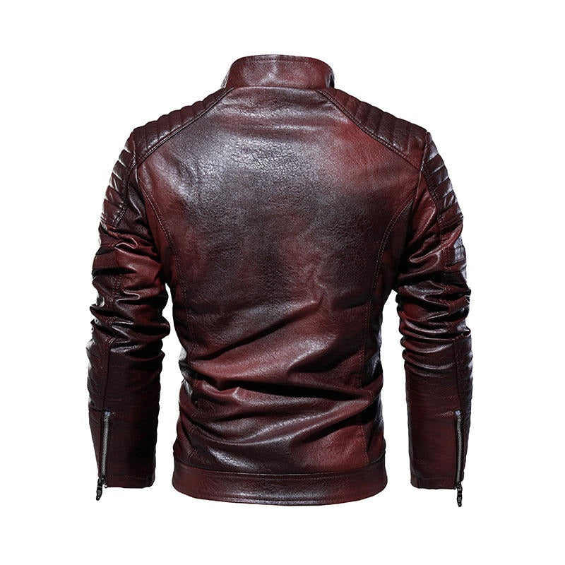 Herren Lederjacke Fleecefutter PU Ledermantel Übergröße Herren Revers Stickerei Blazer Jacke | 6693