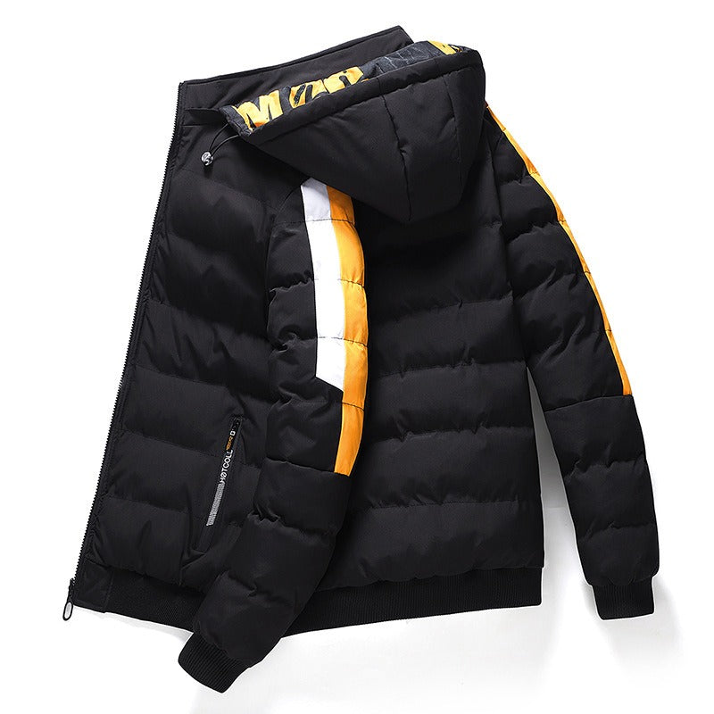 Herren Pufferjacke mit Kapuze, lässige Regular Fit Wintermantel Daunenjacke | 2021/TL