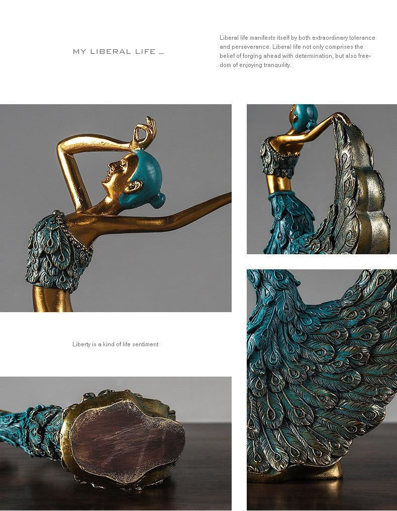 Elegante Statue aus Kunstharz in Form einer Pfauentänzerin, Dekoration mit klassischem Musikthema für drinnen und draußen, Weihnachten, Thanksgiving und Valentinstag | RRW016