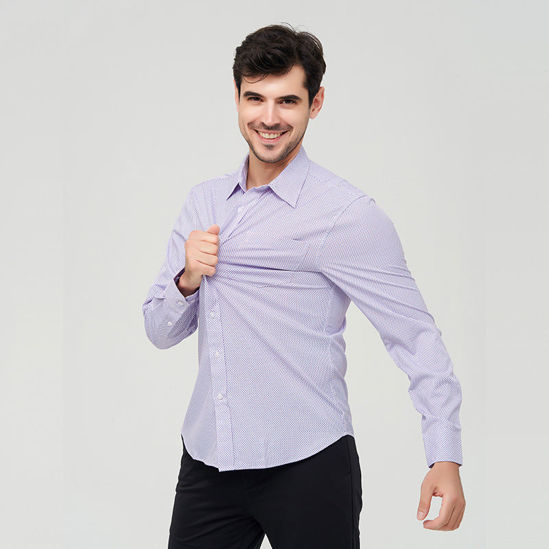 Herrenhemden Langarm Elastisch Falten Formelle Business Camisas Shirts | A7