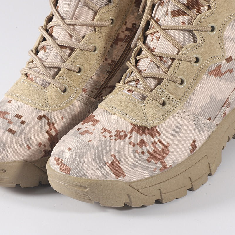 Herren Militärische Taktische Stiefel High-Top Army Camouflage Kampf Wanderschuhe mit seitlichem Reißverschluss | 101
