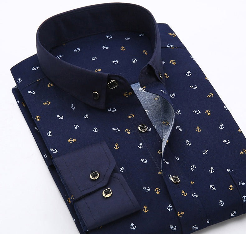 Hochwertiges, langärmliges Business-Hemd mit Button-Down-Karomuster aus Polyester | CY116