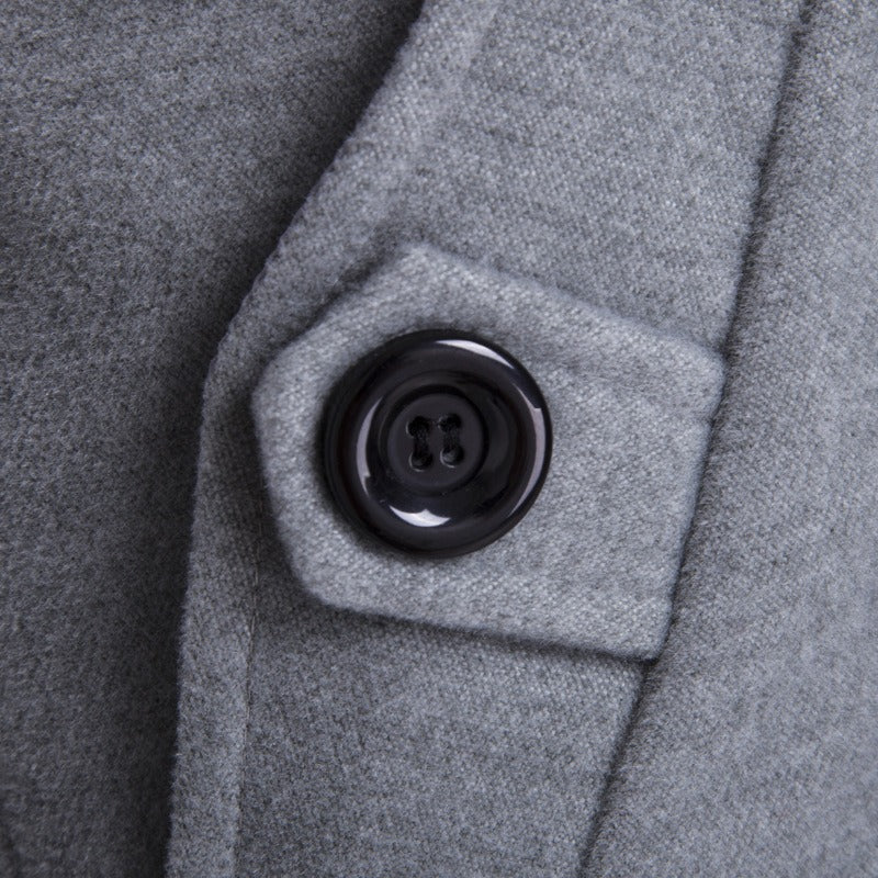 Herren Zweireihiger Wollmantel Mittellang Schmaler Trenchcoat | 3013