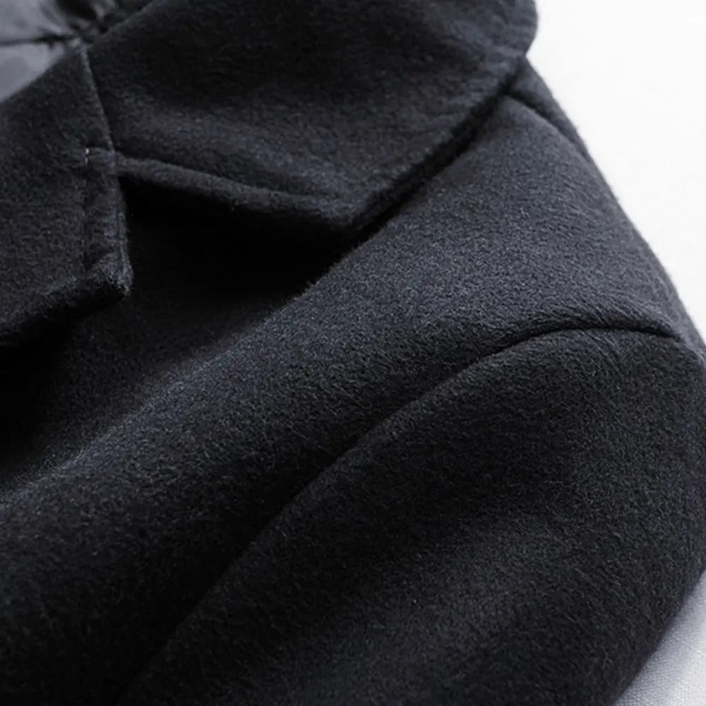 Herren Leichte Wolljacke Einfarbig Einreihig Revers Langer Mantel Business Mantel | D67