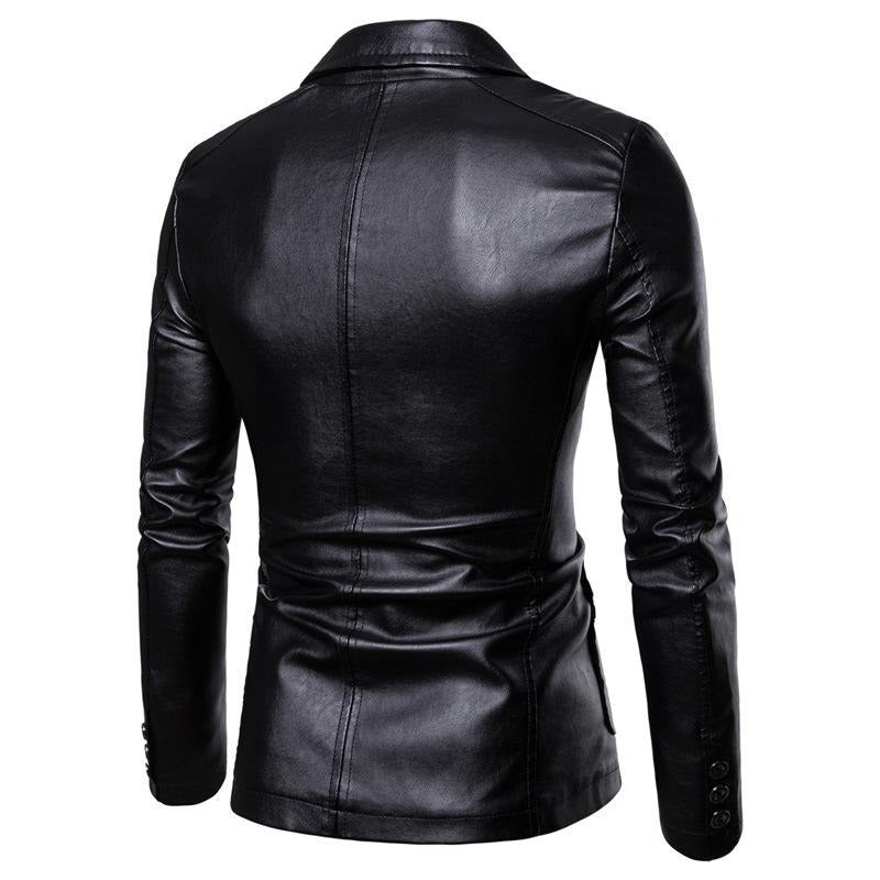Herrenanzug Lederjacke Casual Classic Business Motorrad PU Leder Blazer Mantel | 1412