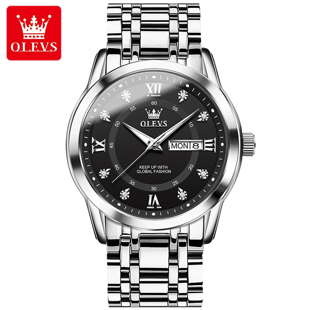 Luxuriöse Edelstahl-Quarzuhr für Herren, hochwertige Freizeit- und Business-Armbanduhr in Gold | 5513