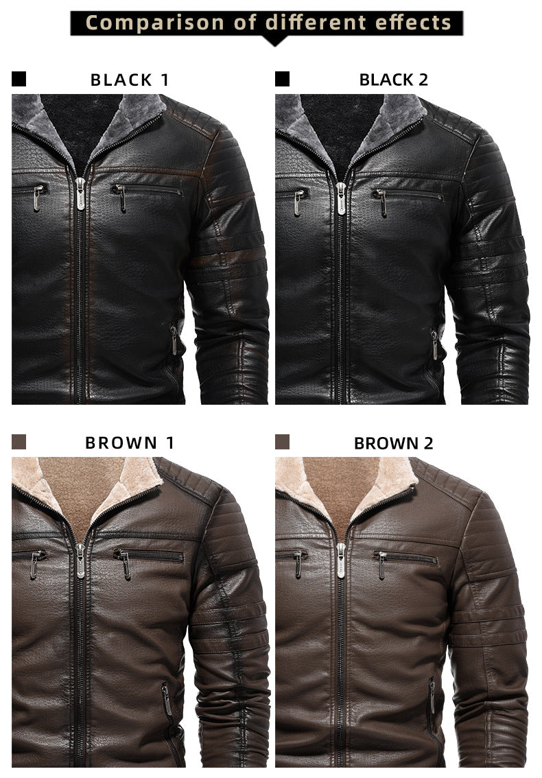 Winterlederjacke aus Europa und den USA, verdicktes Kunstpelz, Plüsch, Wärme, Retro-Simulation, Lederstrukturjacke | KH-209