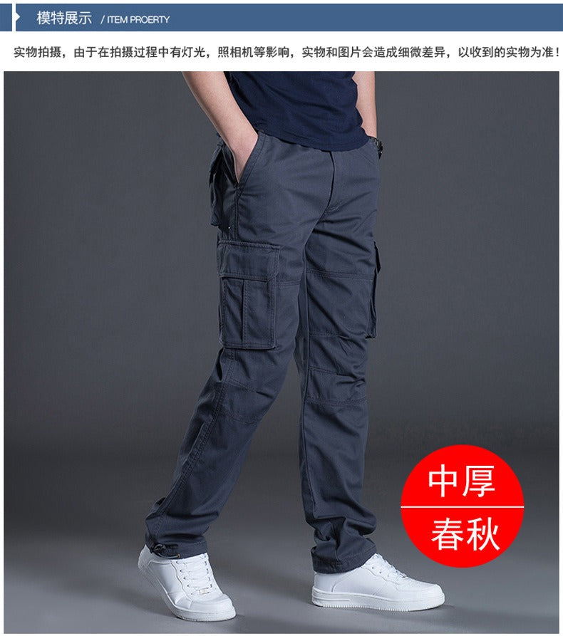Herren Cargohose Casual Multi Pockets Militär Taktische Lange Hose Outwear Gerade Winterhose | J117