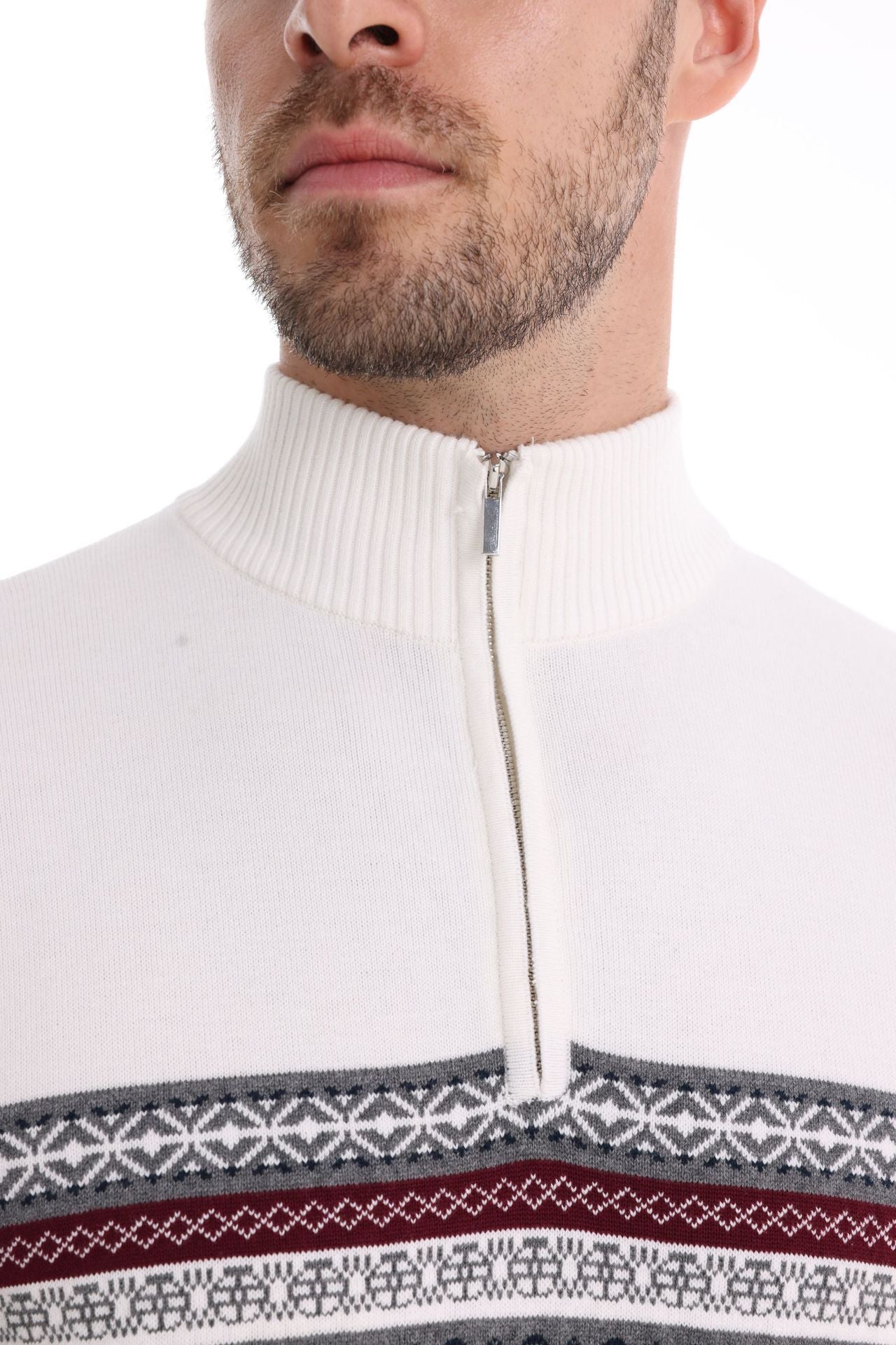 Warmer Winterpullover aus Baumwolle für Herren mit ethnischen Mustern, lässiger Pullover | M316