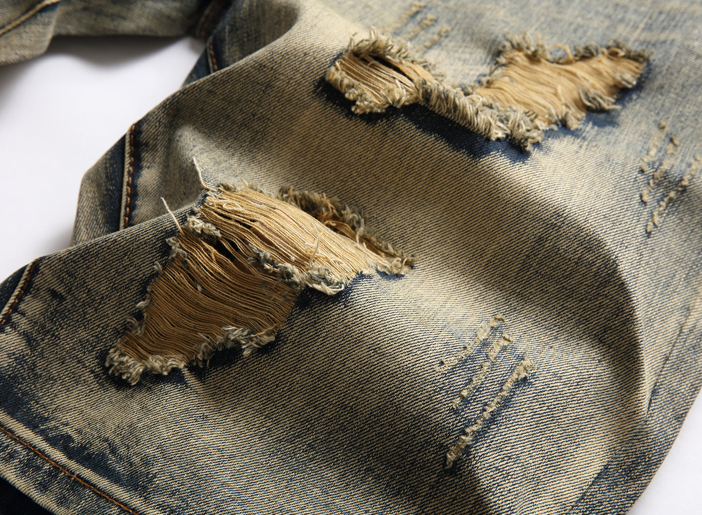 Herrenmode Zerrissene Kleidung Bermuda Sommer Baumwolle Atmungsaktive Jeansshorts | 861