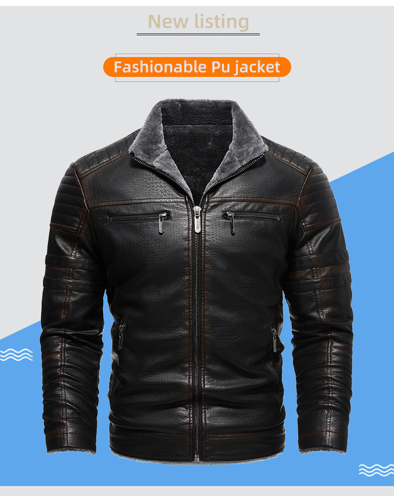 Winterlederjacke aus Europa und den USA, verdicktes Kunstpelz, Plüsch, Wärme, Retro-Simulation, Lederstrukturjacke | KH-209