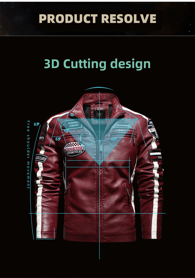 Herren PU Jacke Stehkragen Multi Pocket Pullover Blazer Kunstlederjacke | KH-188