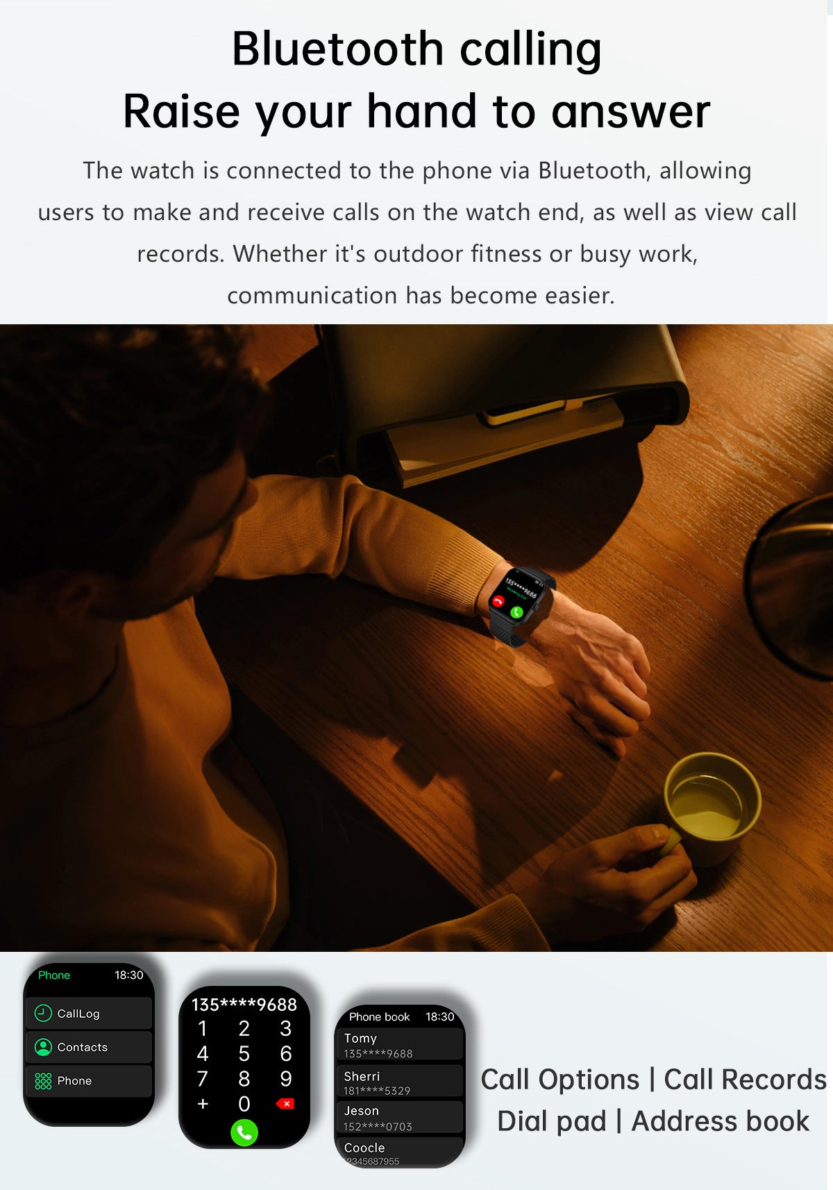 Smartwatch-Armband mit Bluetooth-Anruf, Gesundheitsüberwachung und Sport-Tracker für Männer und Frauen | Z88