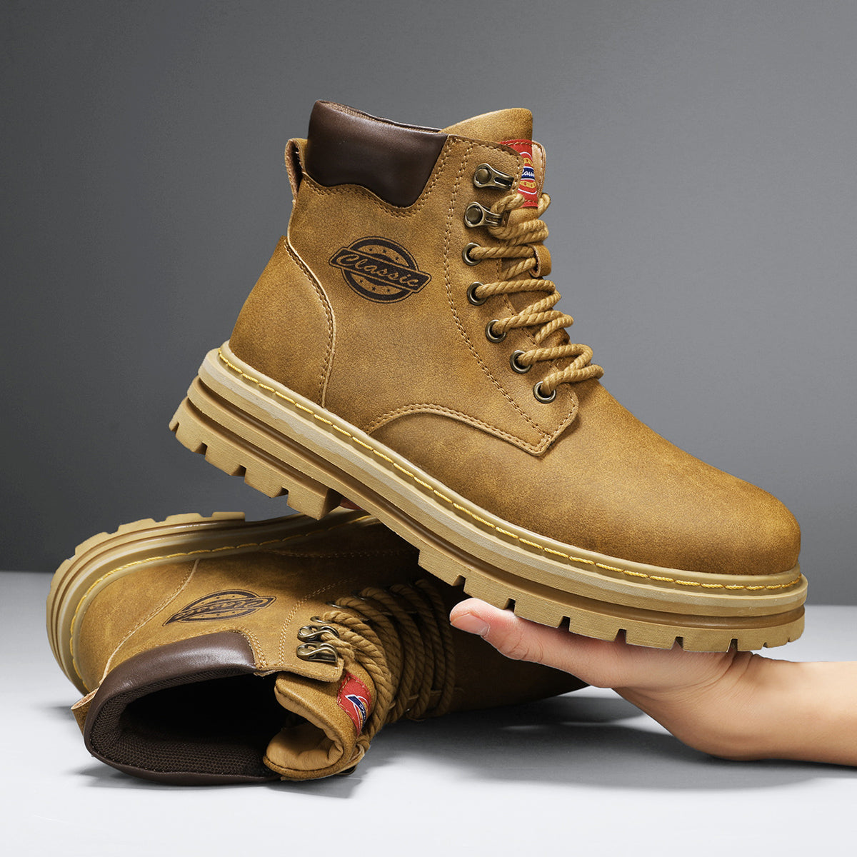Herren-Lederstiefel im britischen Stil, High-Top-Arbeitskleidung, Freizeitschuhe | 6005