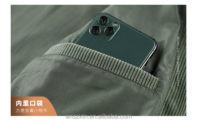Herrenjacke Slim-Fit Mantel Cord Mode Lässige Bomberjacken für Männer | XX-1807