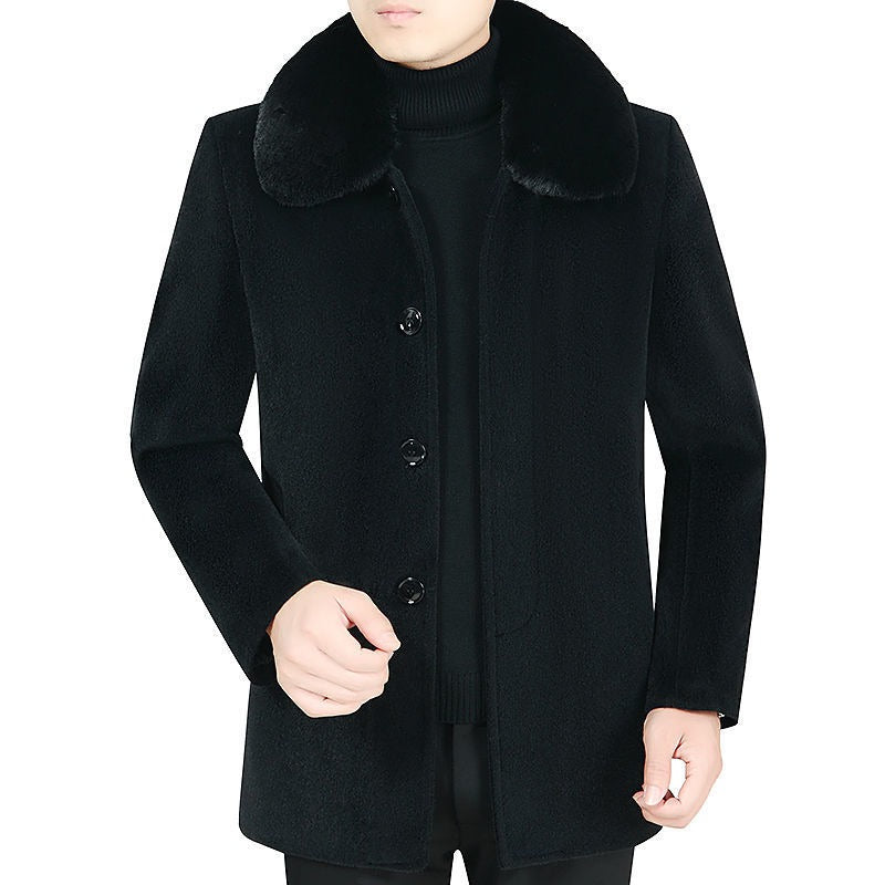 Herren Britischer Mantel Wolljacke Winter Schwere Baumwolle Slim Blend Casual Trenchcoat | 805