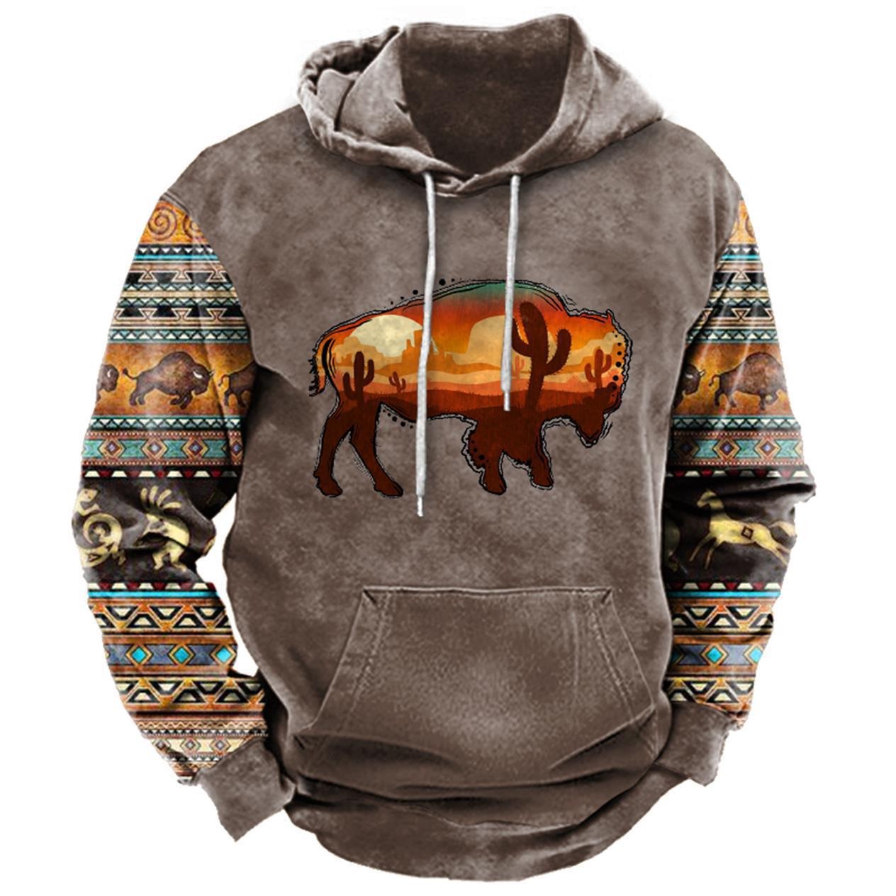 Herren Pullover Sweatshirt mit Kapuze Tier Farbblock 3D-Druck Streetwear Hoodies