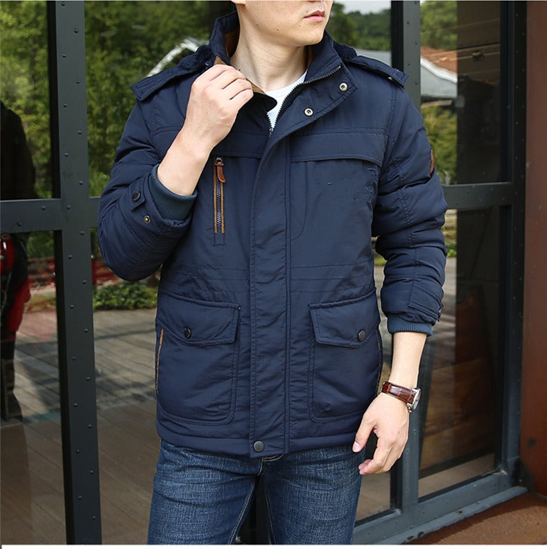 Gepolsterte Parkajacke für Herren im Freien, dicke, warme Winterjacke aus Wolle, Oberbekleidung, Windjacke, Parka-Mäntel | 1133