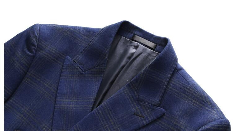 Dreiteiliger Herrenanzug mit Karomuster, Slim Fit, zweireihig, kariert, Jacke, Weste, Hose | 6027