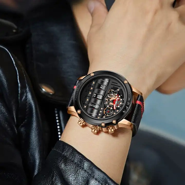 Herren Armbanduhren Militär Sport Quarz Einzigartige Drehdatum Lederarmbanduhr | A9022