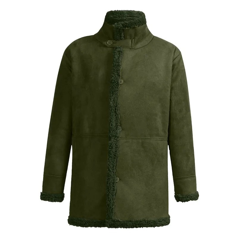 Herren Winter Warmer Pelz Trenchcoat Dicke Mittellange Jacke | B024