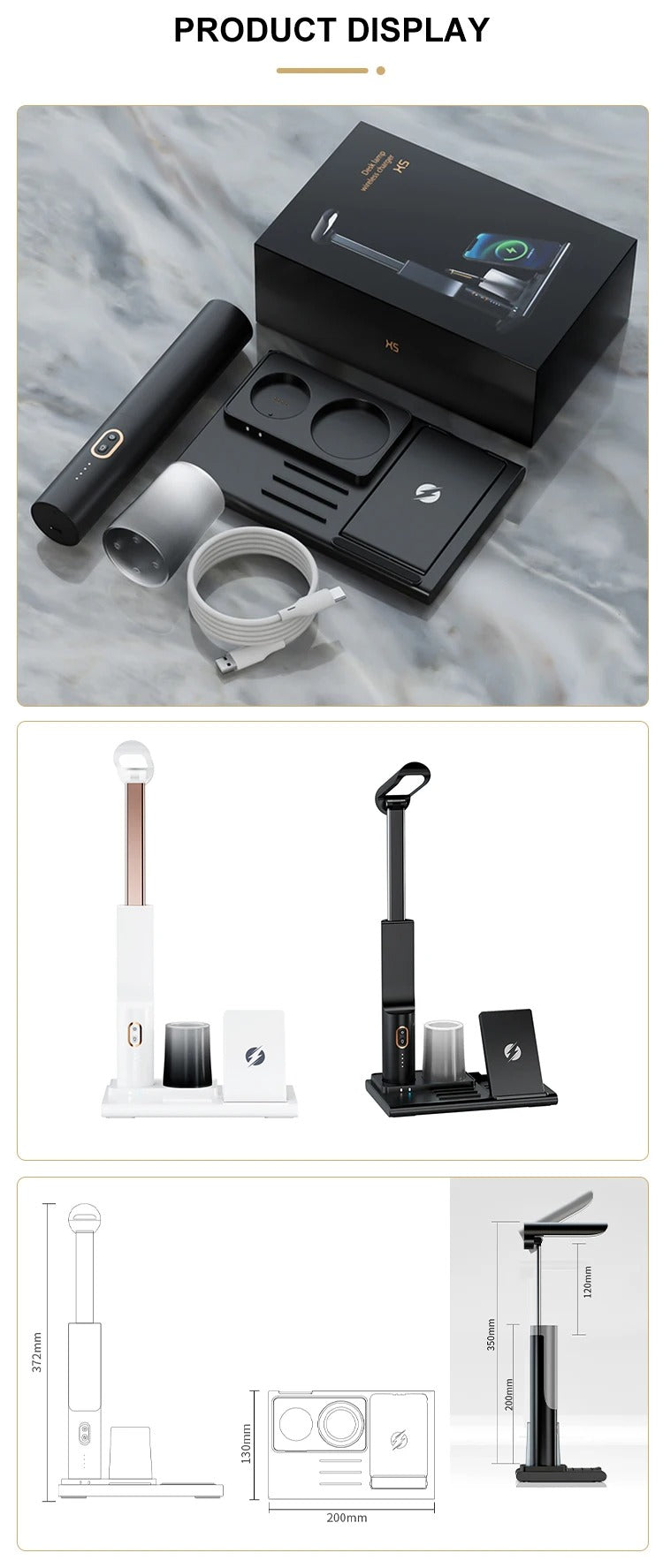 Neu Drahtlose Ladegerät Schreibtisch Lampe mit Stift Halter Multifunktionale Beleuchtung & Lade