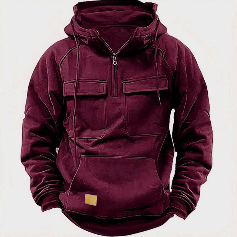 Herren Retro Kapuzenpullover Einfarbig Langarm Hoodie für Herbst & Winter | AL74