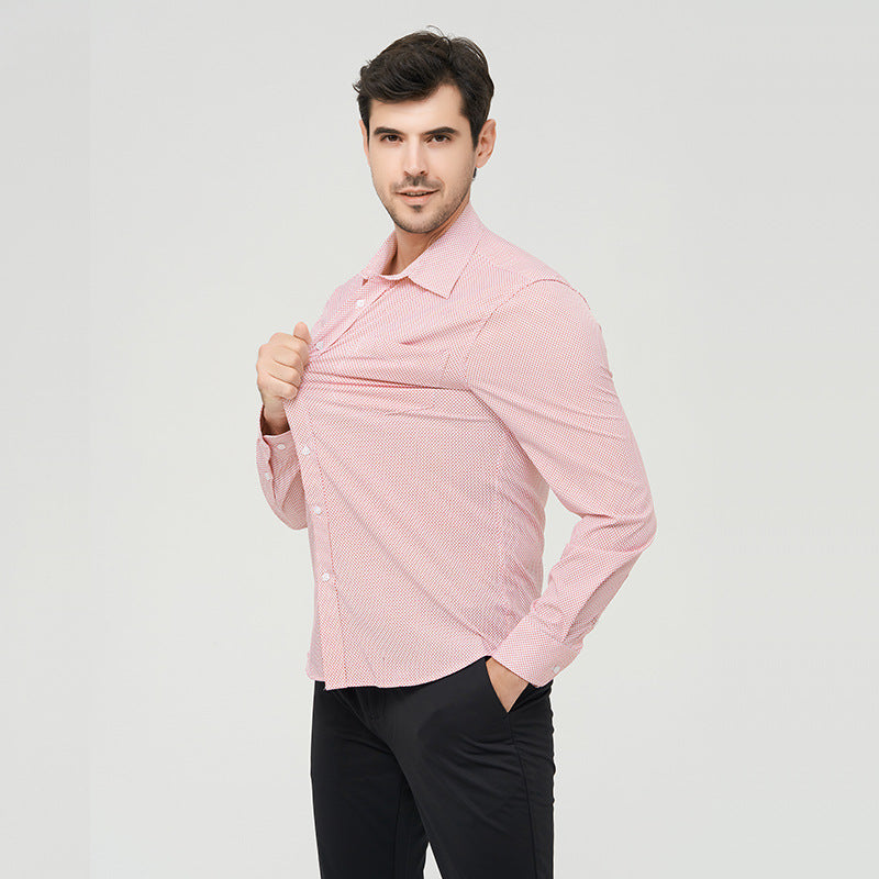 Herrenhemden Langarm Elastisch Falten Formelle Business Camisas Shirts | A7