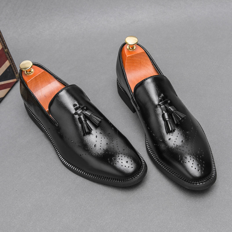 Loafer aus echtem Leder für den Außenbereich, spitze Quaste, lässig, geschnitzte Lederschuhe | 8739
