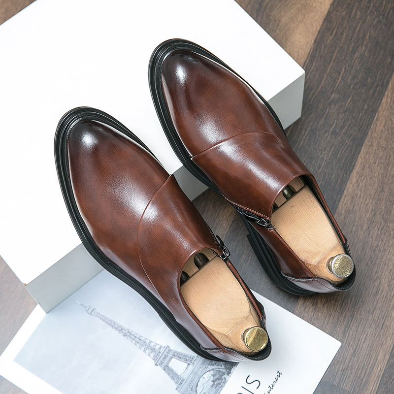 Herren Business-Loafer mit spitzer Zehenpartie und Reißverschluss, edel, gutaussehend, formelle Abendschuhe | 7823