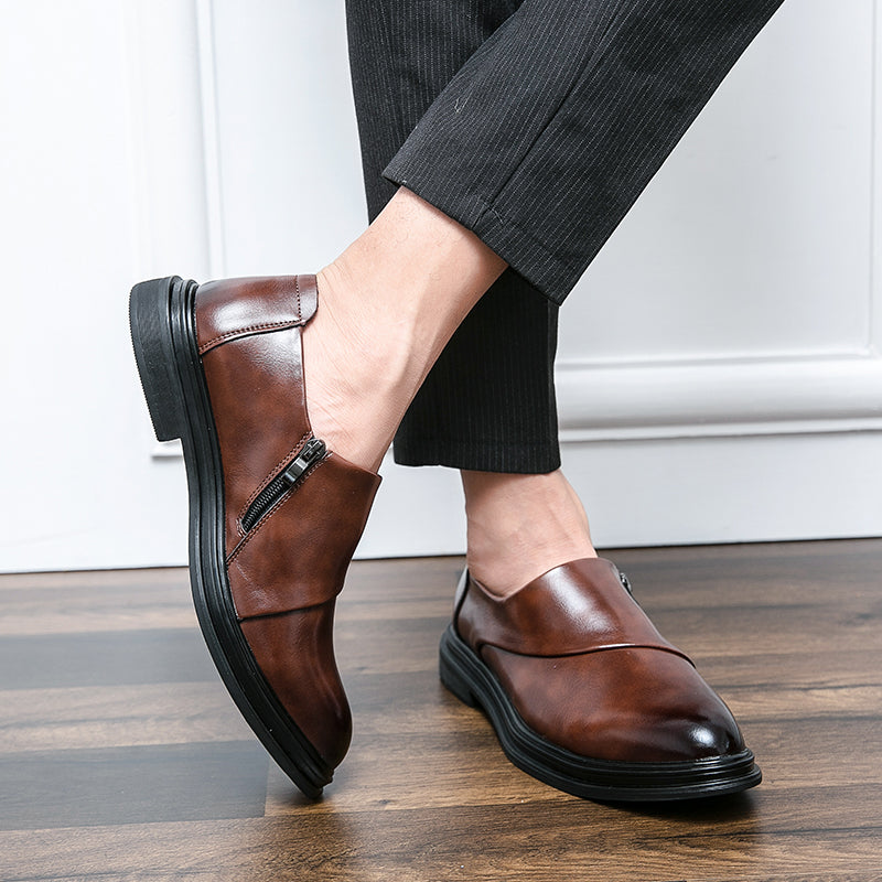 Herren Business-Loafer mit spitzer Zehenpartie und Reißverschluss, edel, gutaussehend, formelle Abendschuhe | 7823