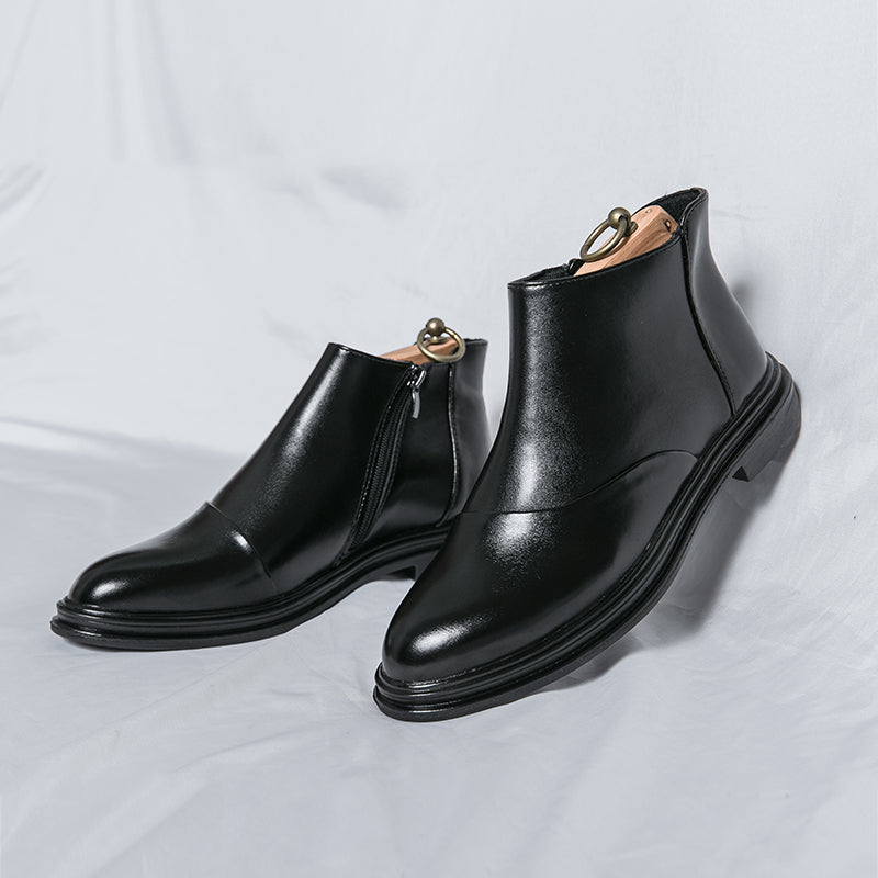 Martin-Stiefel, hohe, spitze Lederschuhe, rutschfeste, elegante Stiefel mit seitlichem Reißverschluss | 8823