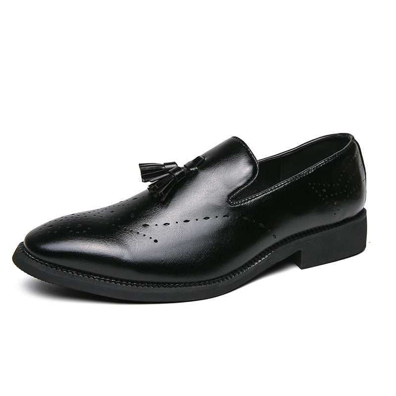 Loafer aus echtem Leder für den Außenbereich, spitze Quaste, lässig, geschnitzte Lederschuhe | 8739