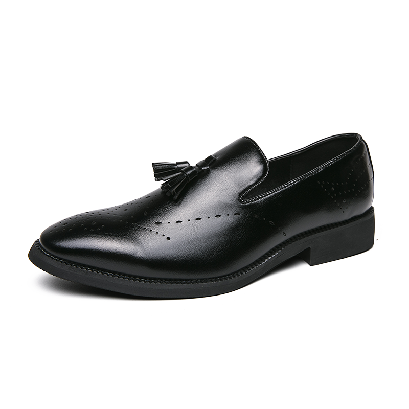 Loafer aus echtem Leder für den Außenbereich, spitze Quaste, lässig, geschnitzte Lederschuhe | 8739