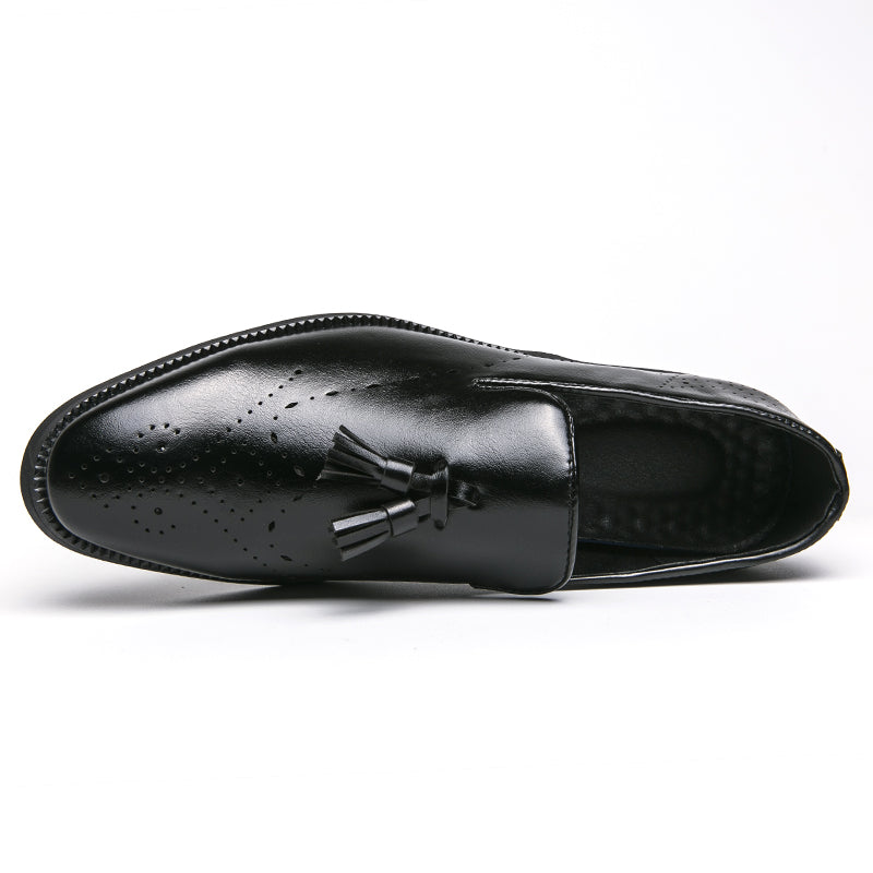 Loafer aus echtem Leder für den Außenbereich, spitze Quaste, lässig, geschnitzte Lederschuhe | 8739