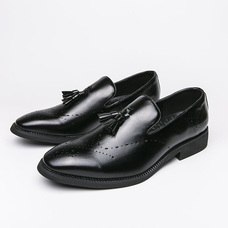 Loafer aus echtem Leder für den Außenbereich, spitze Quaste, lässig, geschnitzte Lederschuhe | 8739