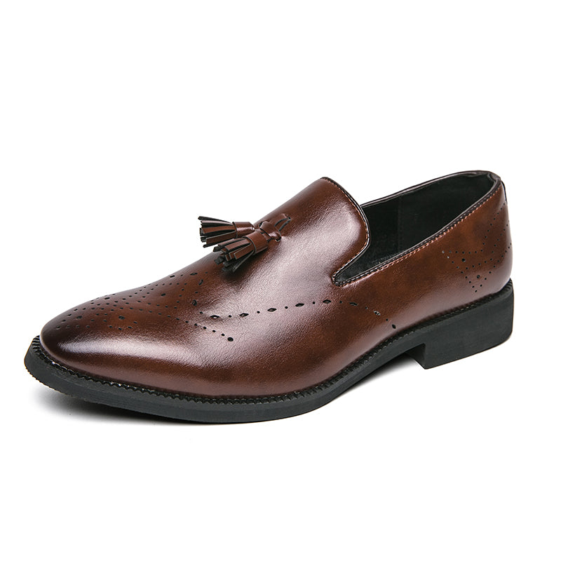 Loafer aus echtem Leder für den Außenbereich, spitze Quaste, lässig, geschnitzte Lederschuhe | 8739