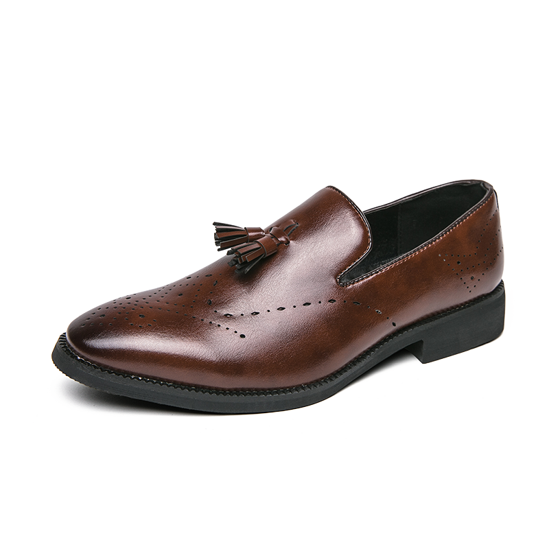 Loafer aus echtem Leder für den Außenbereich, spitze Quaste, lässig, geschnitzte Lederschuhe | 8739