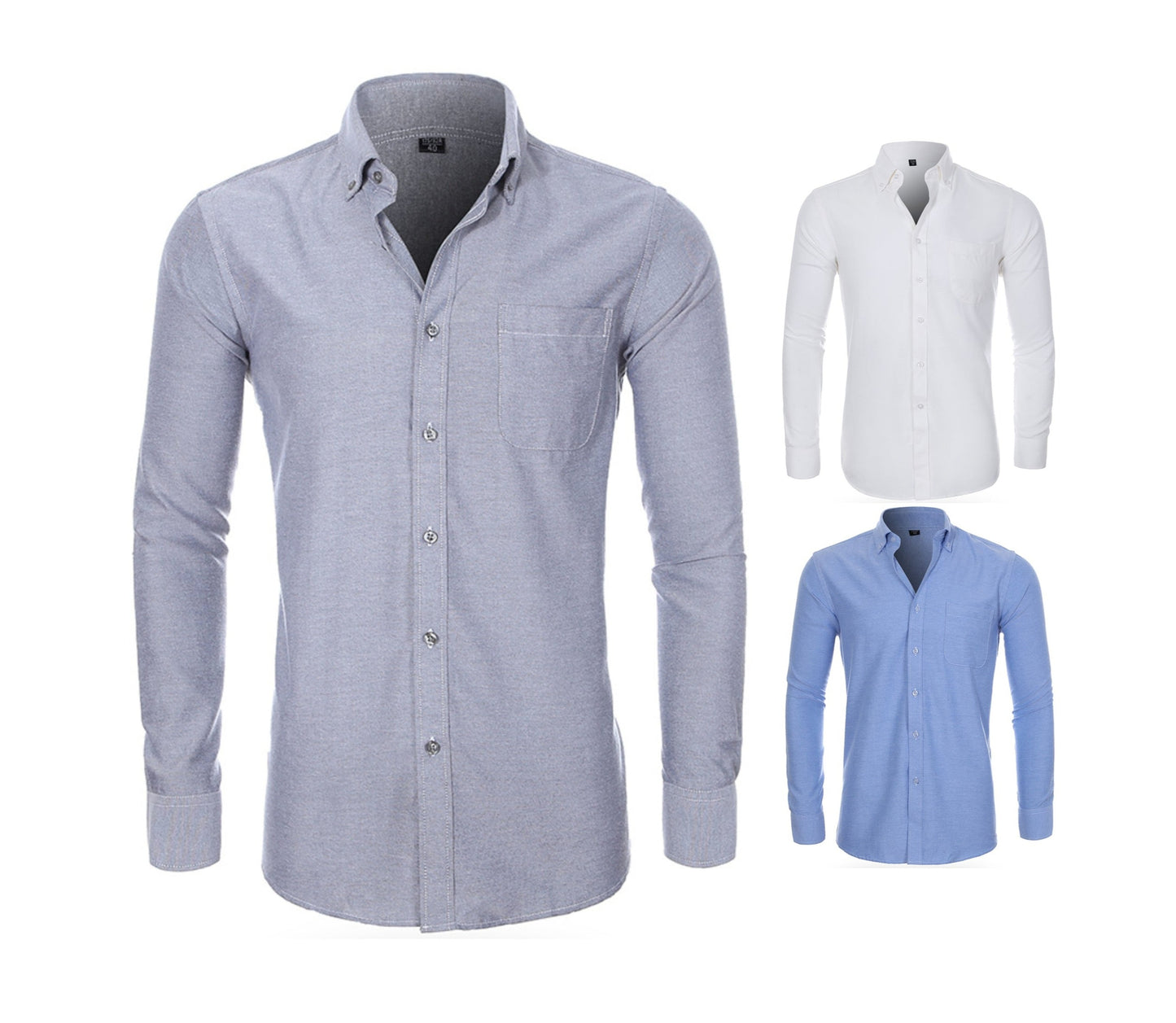 Herren Casual Oxford Spun Solid Color Shirt Langarm Herbst Kleidung Hemd | NJF