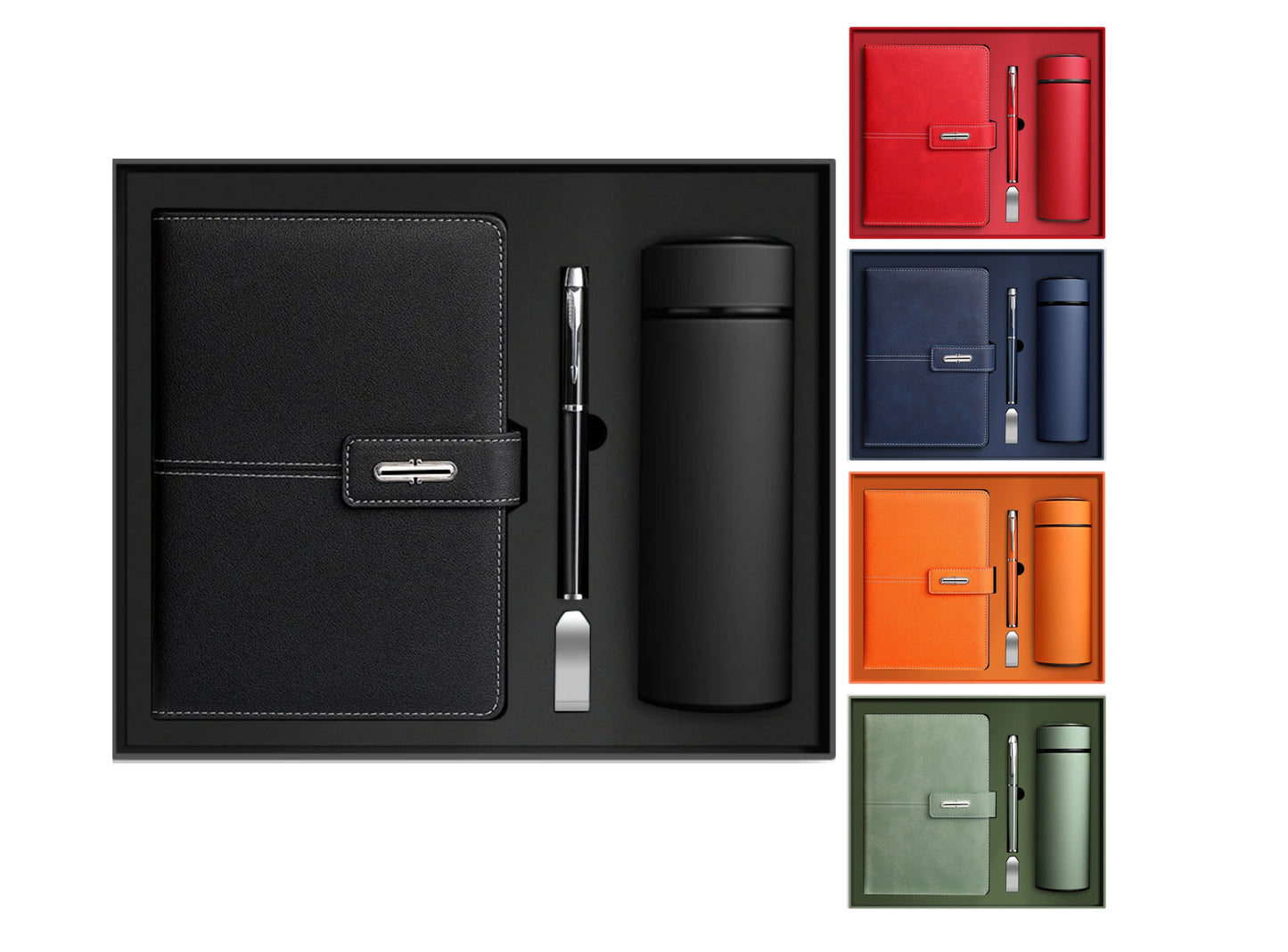 Premium A5 Notizbuch Geschenkset mit Stift USB-Stick & Thermobecher Geschenkset | 11111