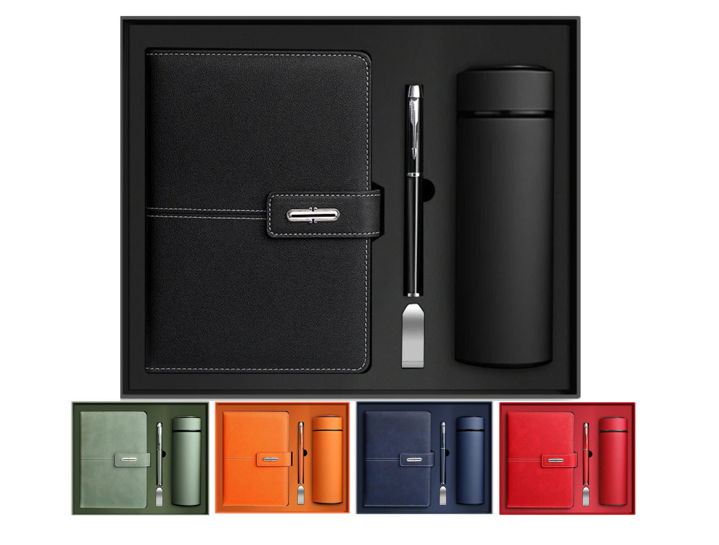 Premium A5 Notizbuch Geschenkset mit Stift USB-Stick & Thermobecher Geschenkset | 11111