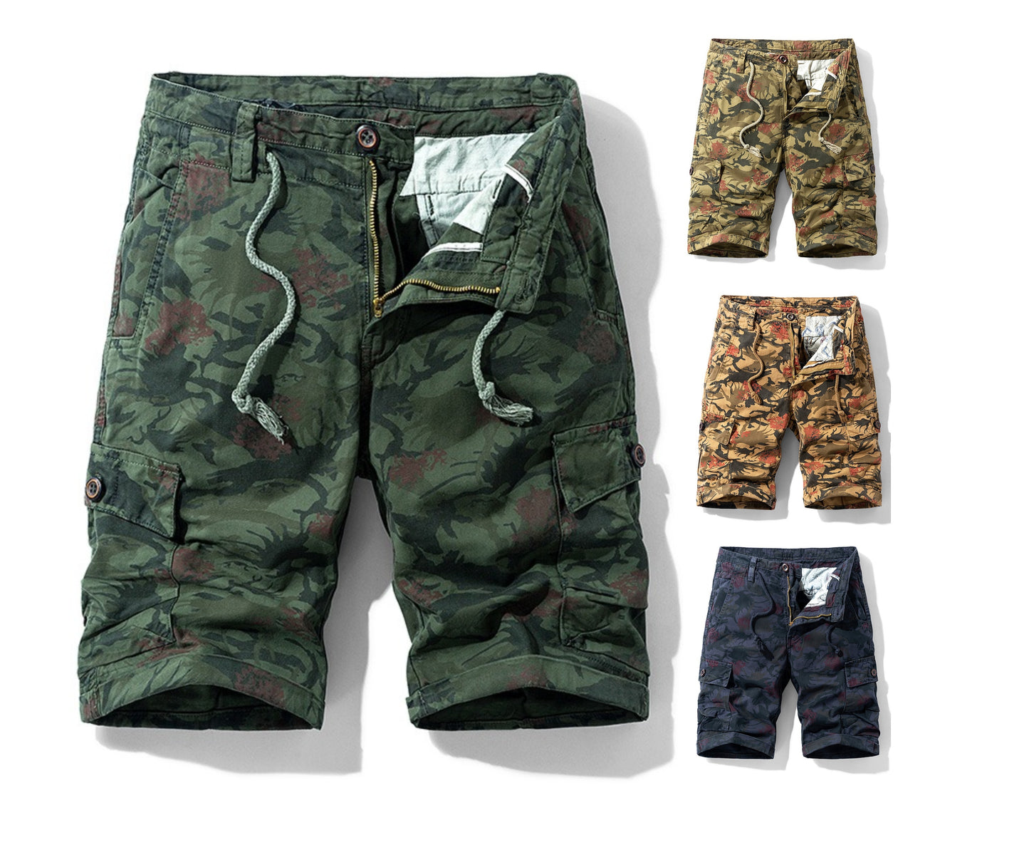 Herren Camouflage Baumwolle Cargo Shorts Lässige Multi Taschen Outdoor Militär Shorts | 1101